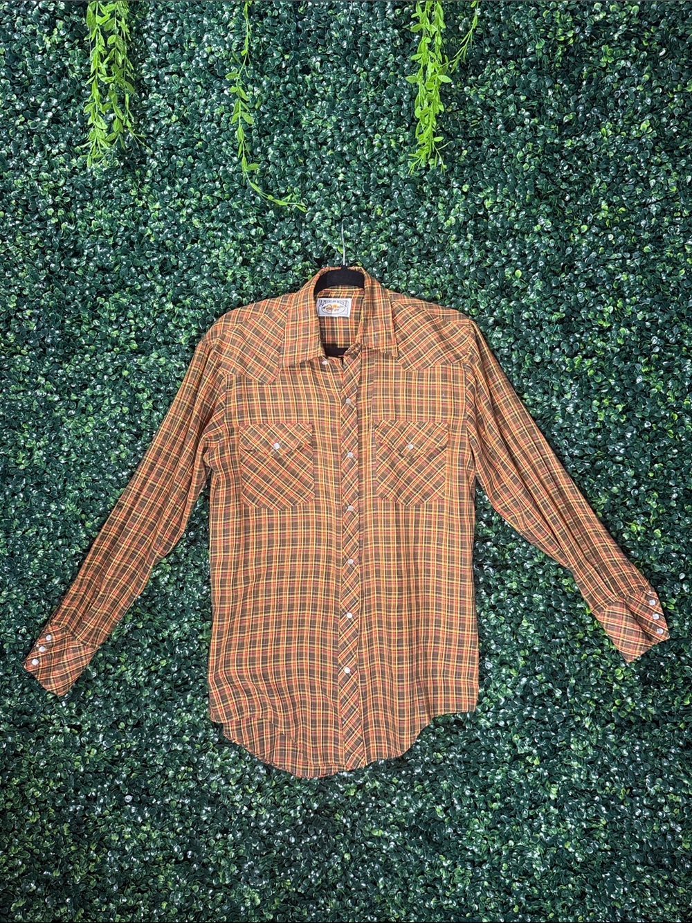 American West Orange Plaid Western Button-Down Shirt